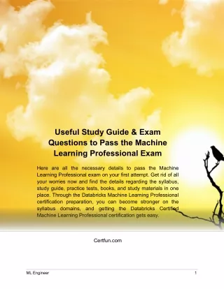 Useful Study Guide & Exam Questions to Pass the Machine Learning Professional Exam