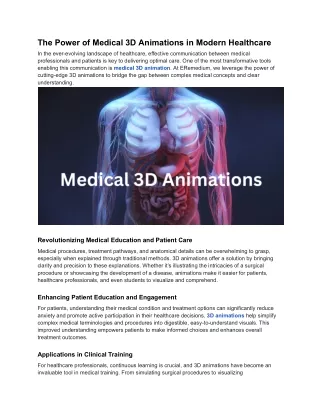 The Power of Medical 3D Animations in Modern Healthcare