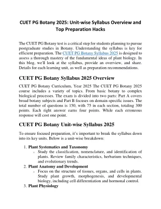 CUET PG Botany 2025