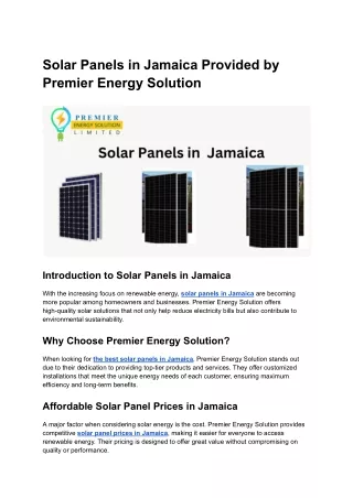 Solar Panels in Jamaica