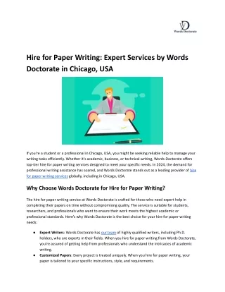 Hire for Paper Writing_ Expert Services by Words Doctorate in Chicago, USA