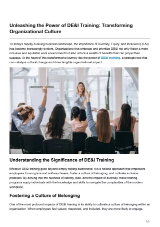 Unleashing the Power of DEI Training Transforming Organizational Culture
