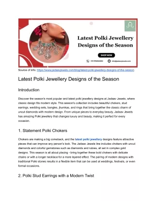 Latest Polki Jewellery Designs of the Season