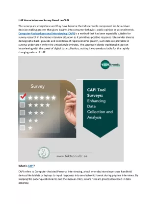 CAPI-Based Home Interview Survey in UAE