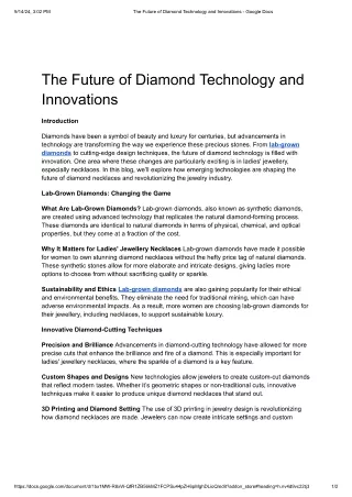The Future of Diamond Technology