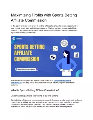 Maximizing Profits with Sports Betting Affiliate Commission (1)