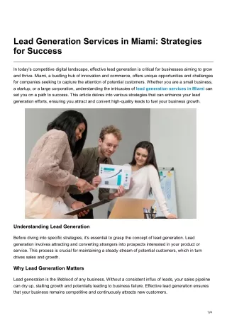 Lead Generation Services in Miami: Strategies for Success