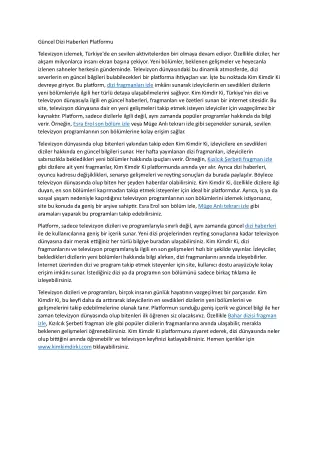 Guncel Dizi Haberleri Platformu