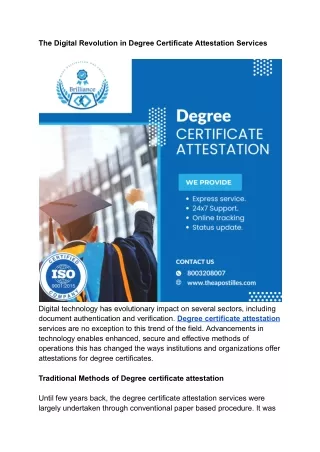 The Digital Revolution in Degree Certificate Attestation Services