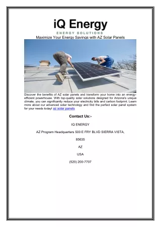 Maximize Your Energy Savings with AZ Solar Panels