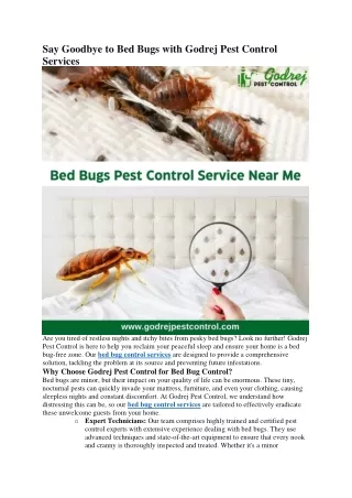 Say Goodbye to Bed Bugs with Godrej Pest Control Services