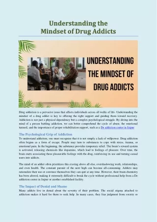 Understanding the Mindset of Drug Addicts