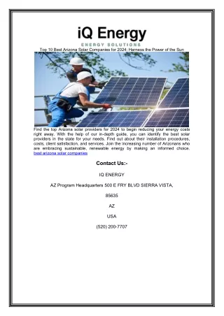 Top 10 Best Arizona Solar Companies for 2024: Harness the Power of the Sun