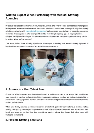 What to Expect When Partnering with Medical Staffing Agencies