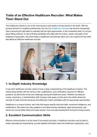 Traits of an Effective Healthcare Recruiter What Makes Them Stand Out
