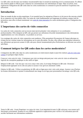“L’Intégration des QR Codes dans les Cartes Modernisées!”