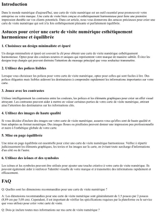 Astuces pour créer une carte de visite numérique esthétiquement harmonieuse et é
