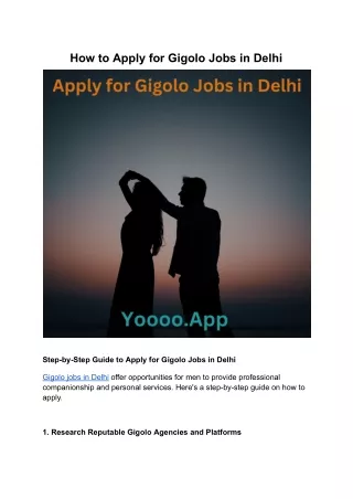 A Step-by-Step Guide to Gigolo Jobs in Delhi