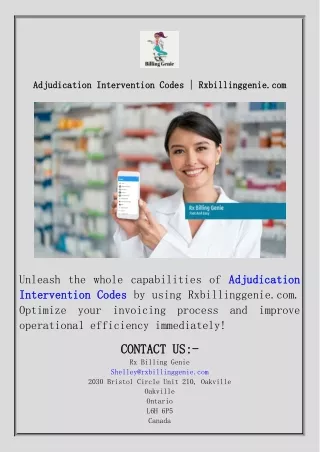 Adjudication Intervention Codes  Rxbillinggenie.com