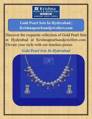 Gold Pearl Sets In Hyderabad   Krishnapearlsandjewellers.com