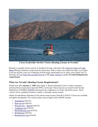 Corey Eschweiler On Do I Need a Boating License in Nevada?