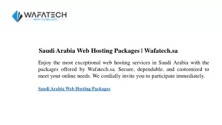 Saudi Arabia Web Hosting Packages  Wafatech.sa