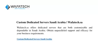 Custom Dedicated Servers Saudi Arabia ] Wafatech.sa