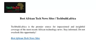 Best African Tech News Sites | Techbuild.africa