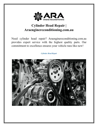 Cylinder Head Repair  Araenginereconditioning.com