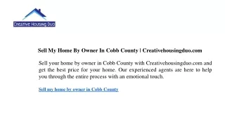 Sell My Home By Owner In Cobb County  Creativehousingduo.com