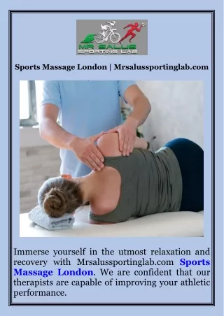 Sports Massage London  Mrsalussportinglab.com