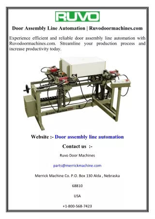 Door Assembly Line Automation   Ruvodoormachines.com