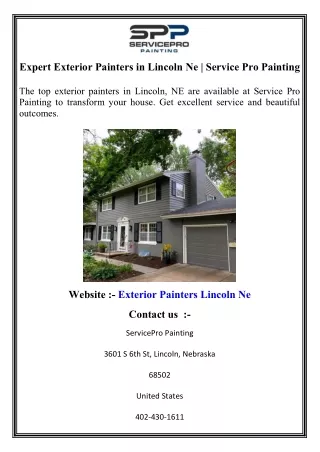 Expert Exterior Painters in Lincoln Ne   Service Pro Painting