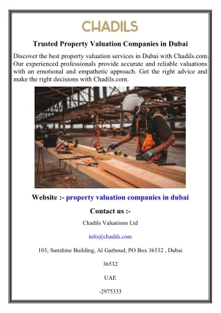 Trusted Property Valuation Companies in Dubai
