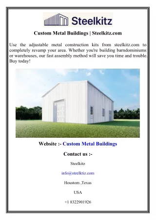 Custom Metal Buildings   Steelkitz.com
