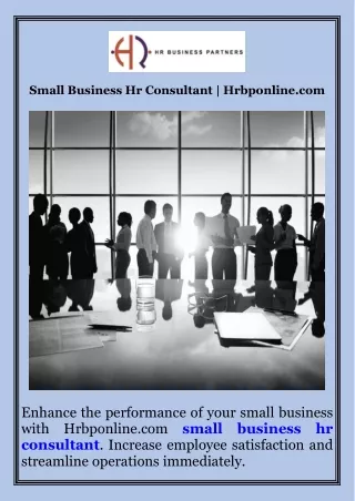 Small Business Hr Consultant  Hrbponline.com