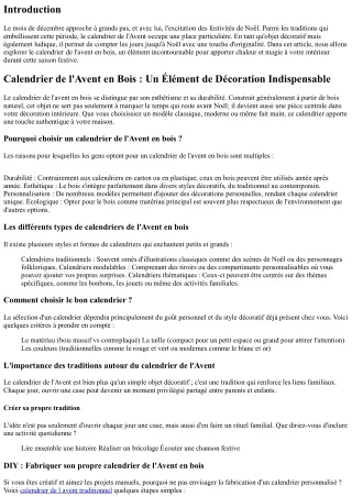 Calendrier de l'Avent en Bois : Un Élément de Décoration Indispensable