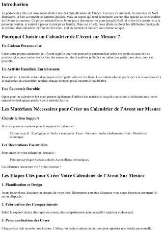 Le Charme d’un Noël fait Main : Création d’un Calendrier de l’Avent sur Mesure