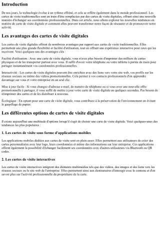 Les nouvelles tendances en matière de carte de visite digitale
