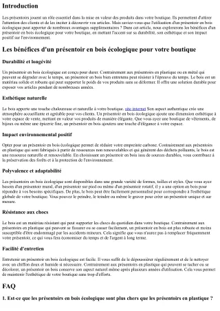 Les bénéfices d'un présentoir en bois écologique pour votre boutique