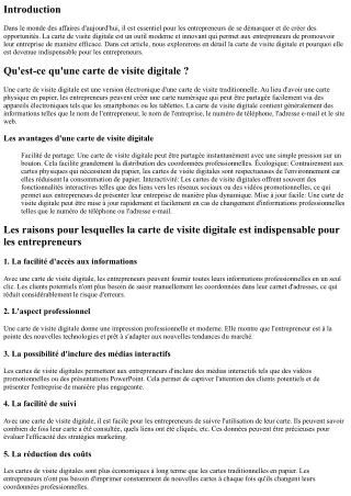 La carte de visite digitale : un outil indispensable pour les entrepreneurs
