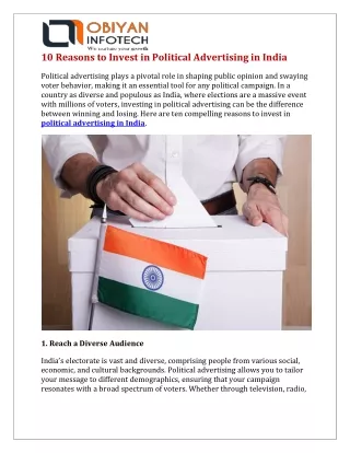 10 Reasons to Invest in Political Advertising in India