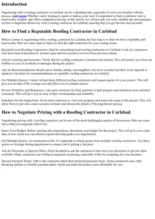 How to Negotiate with a Roofing Contractor in Carlsbad