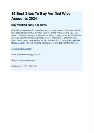 15 Best Sites To Buy Verified Wise Accounts 2024