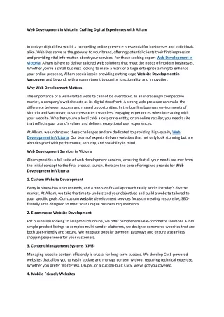 Web Development in Victoria Crafting Digital Experiences