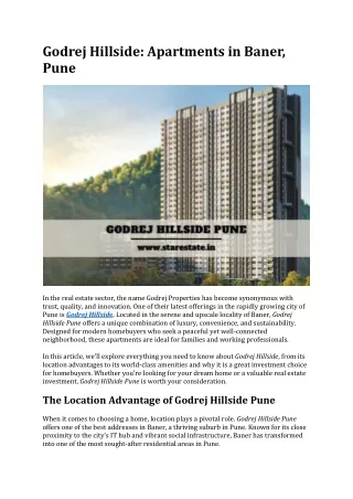 Godrej Hillside | Apartments In Baner Pune