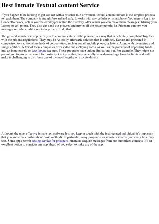 Greatest Inmate Textual content Assistance