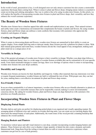Bringing Nature Indoors: Wooden Store Fixtures for Plant and Flower Shops