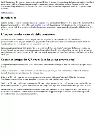“L’Intégration des QR Codes dans les Cartes Modernisées!”
