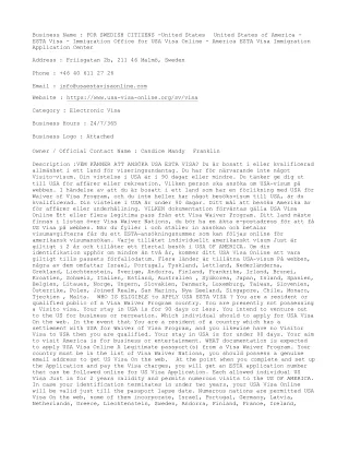 FOR SWEDISH CITIZENS -United States  United States of America - ESTA Visa - Immi